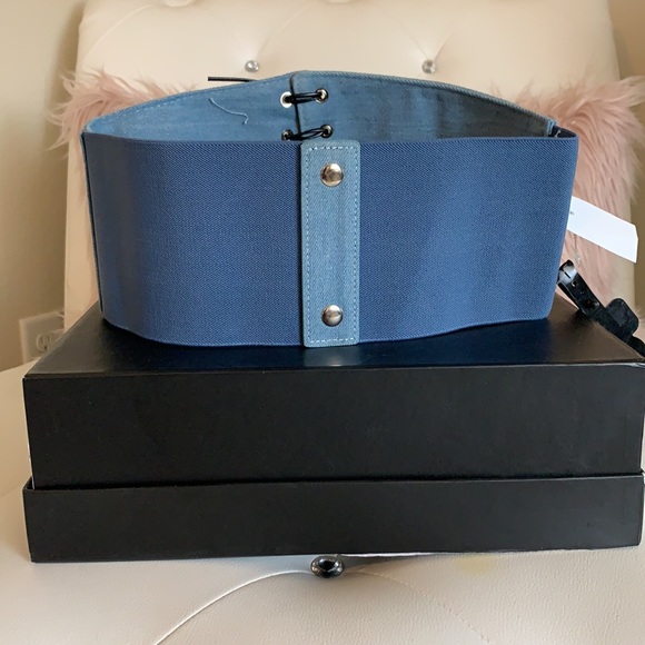 NWT Charlotte Russe Denim/Black Lace-Up Corset Bel - Picture 7 of 12